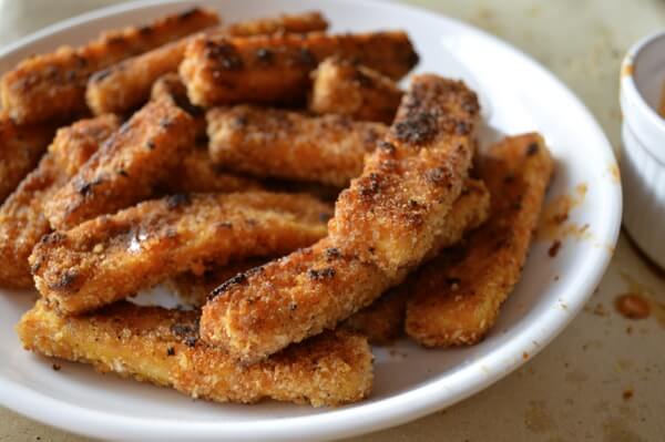 Tofu Fries or Chicken Fingers with Honey Sriracha Mayo by thewoksoflife.com