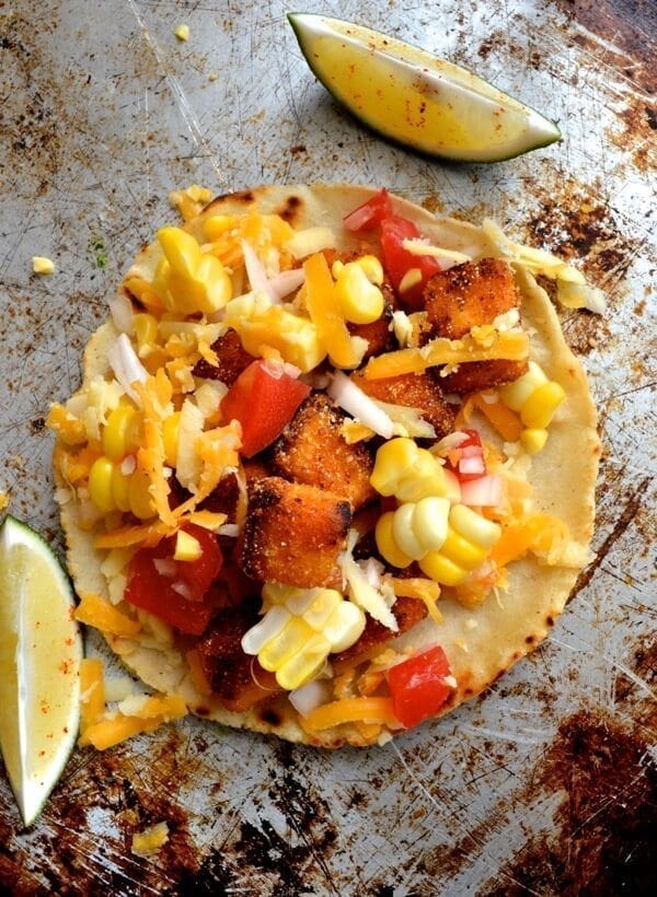 Loaded Crispy Tofu Tacos by thewoksoflife.com