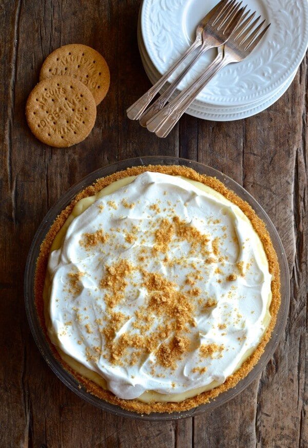 Bourbon Banana Cream Pie, by thewoksoflife.com