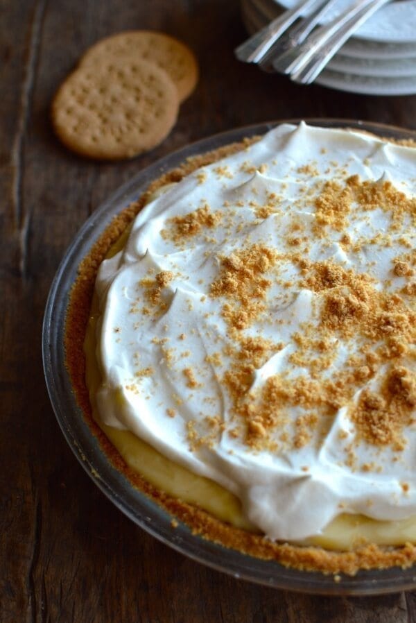 Bourbon Banana Cream Pie, by thewoksoflife.com