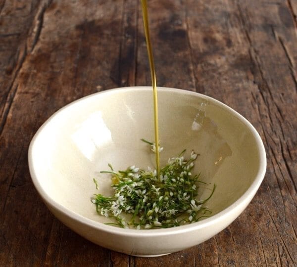 Chive Flowers Two Ways: Chive Flower Flatbread Recipe, by thewoksoflife.com