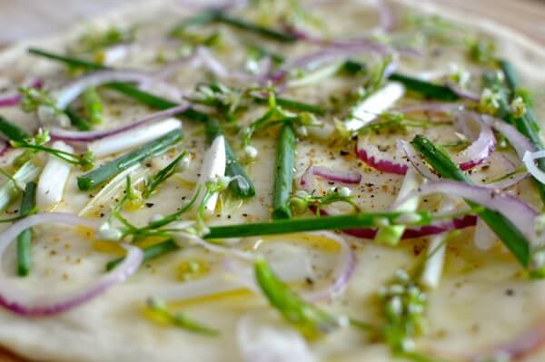 Chive Flower Flatbread, by thewoksoflife.com