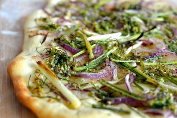 Chive Flower Flatbread, by thewoksoflife.com