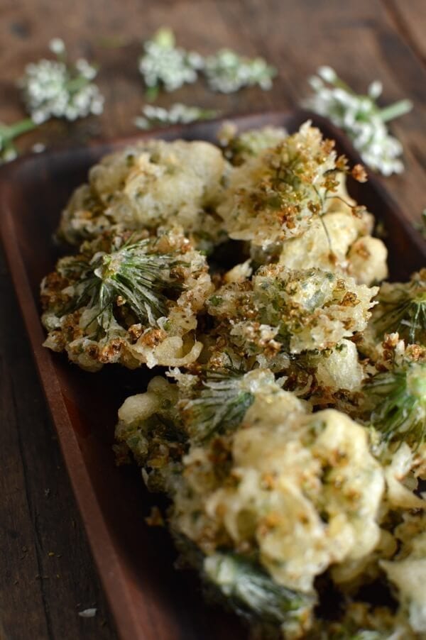 Chinese Garlic Chive Flower Tempura Recipe, by thewoksoflife.com