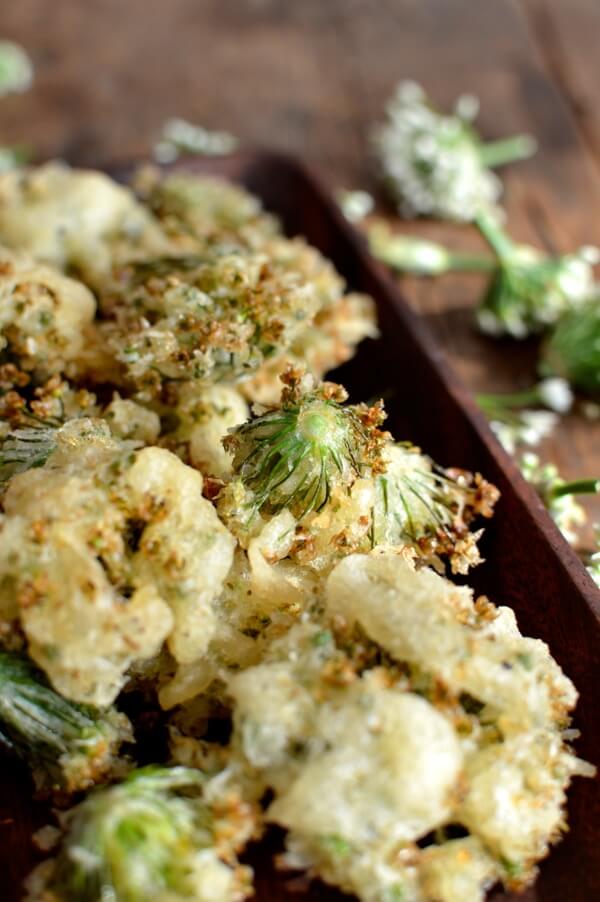 Chinese Garlic Chive Flower Tempura Recipe, by thewoksoflife.com