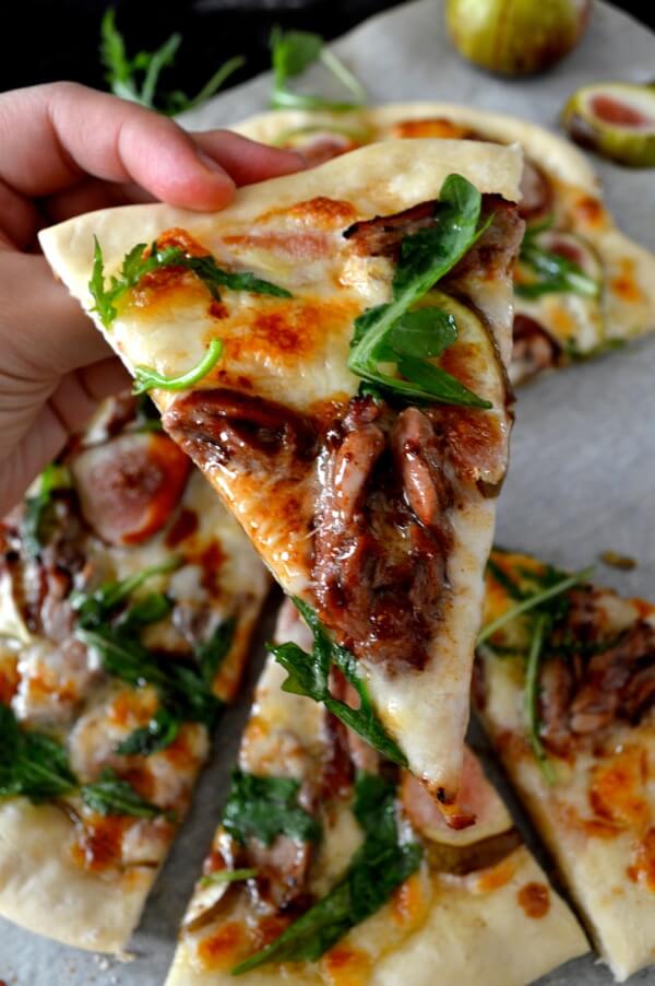 Roast Duck Pizza with Figs and Arugula by thewoksoflife.com