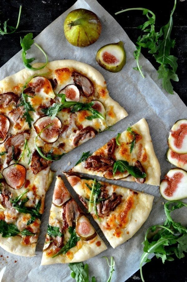 Roast Duck Pizza with Figs and Arugula