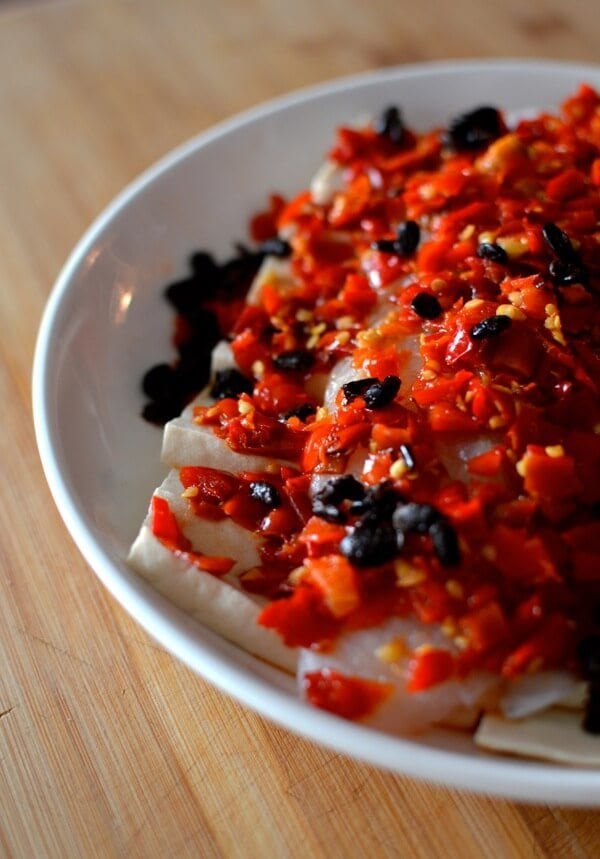 Hunan Steamed Fish with Salted Chilies - Duo Jiao Yu, by thewoksoflife.com