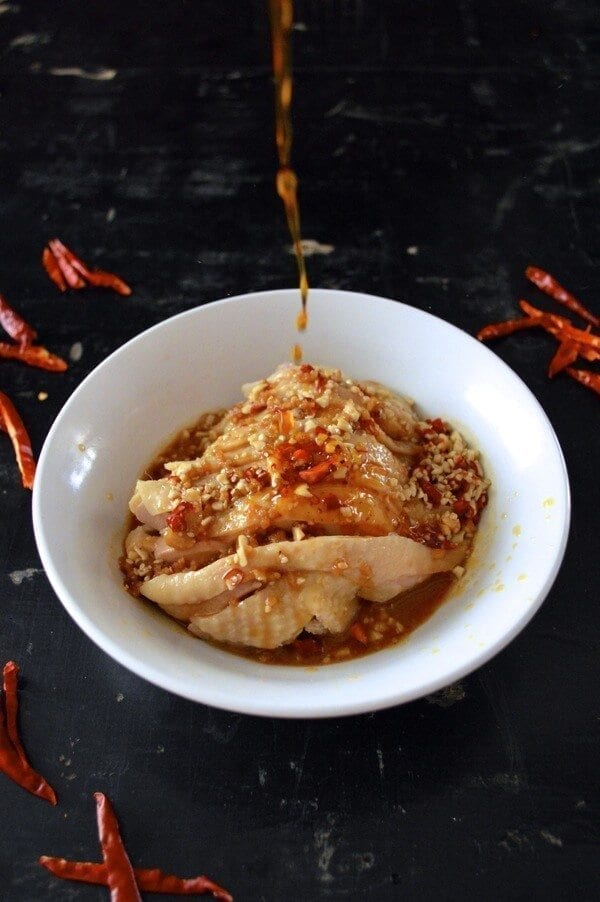 Drool-worthy Chicken in Chili Oil Sauce (Kou Shui Ji), by thewoksoflife.com