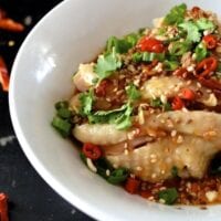 Drool-worthy Chicken in Chili Oil Sauce (Kou Shui Ji), by thewoksoflife.com