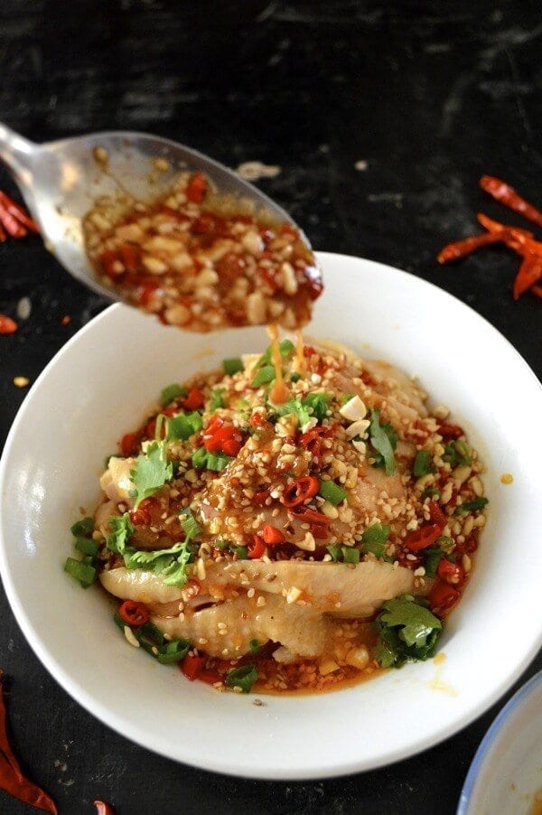 Drool-worthy Chicken in Chili Oil Sauce (Kou Shui Ji), by thewoksoflife.com