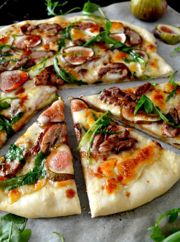 Roast Duck Pizza with Figs and Arugula by thewoksoflife.com