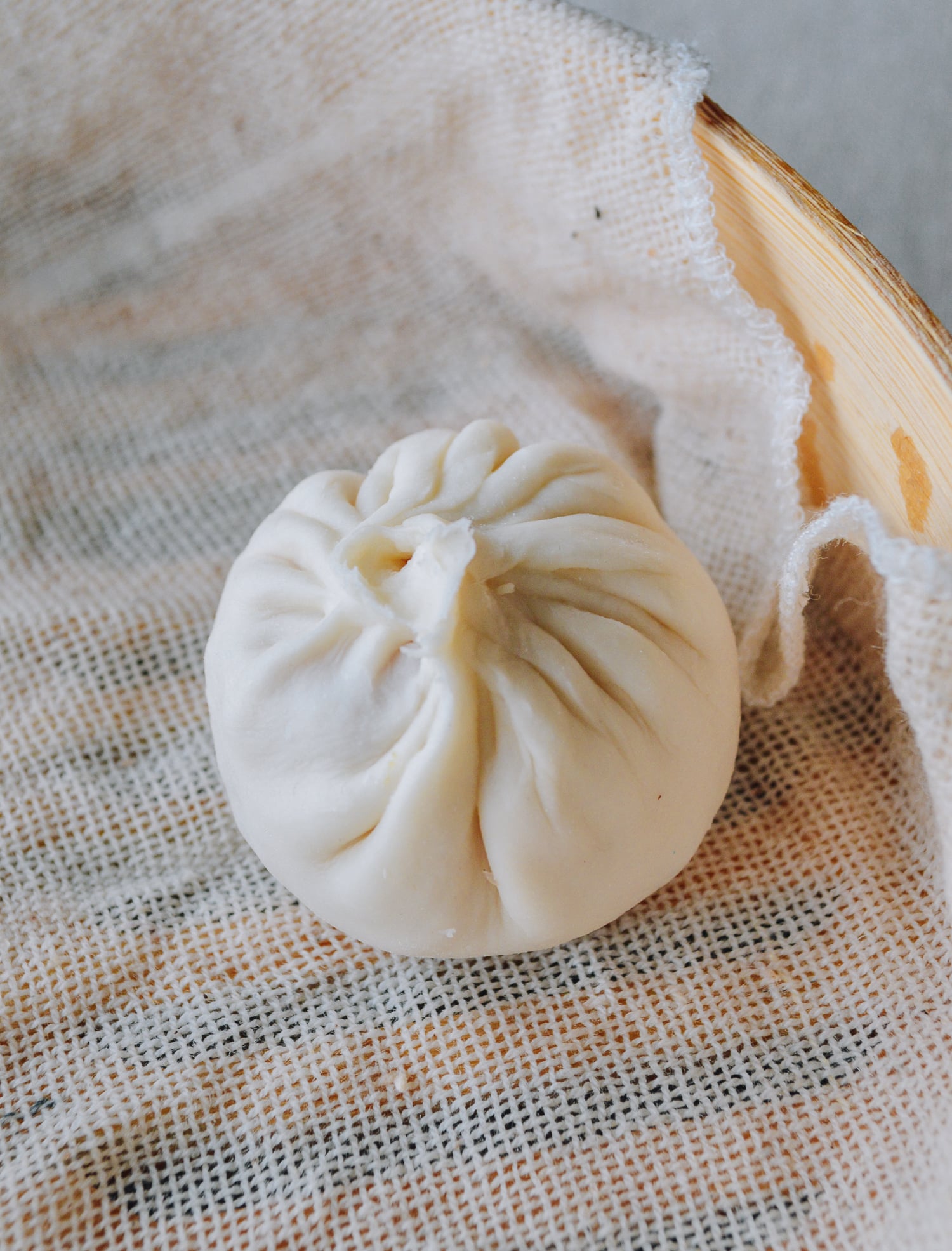 Single soup dumpling with many folds, by thewoksoflife.com