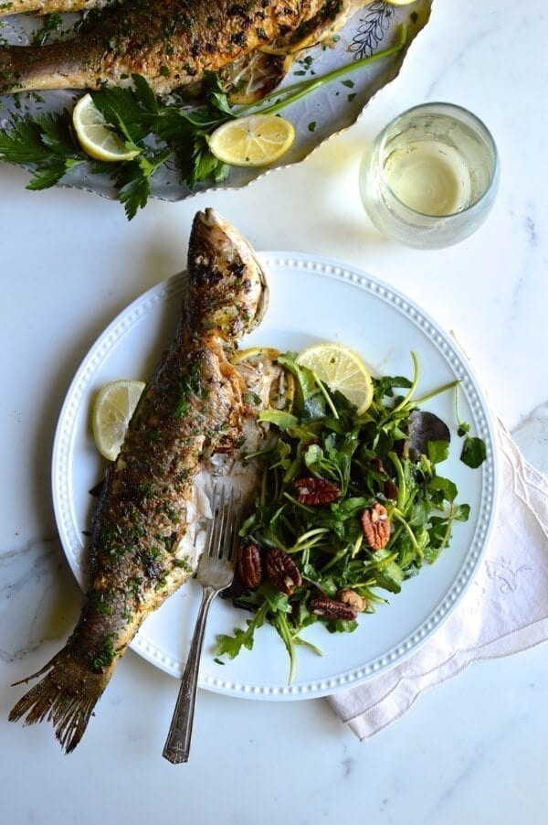 Lemon Soy Roasted Branzino, by thewoksoflife.com