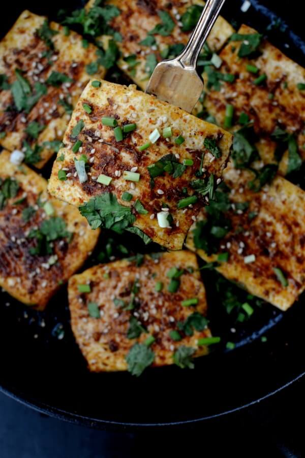 Spicy Griddled Tofu Steak, by thewoksoflife.com