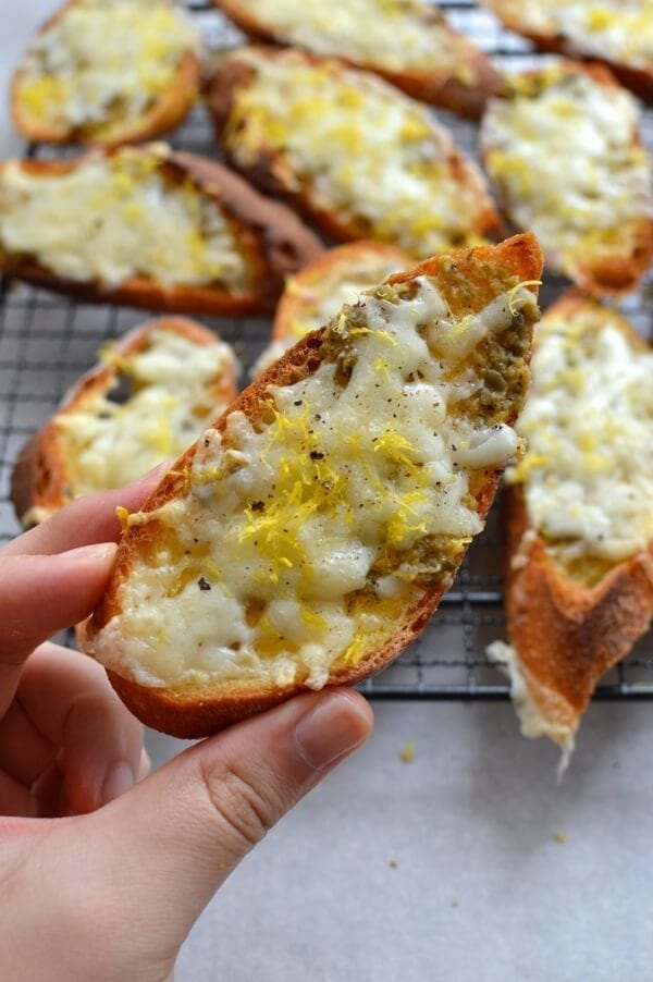 Lemon Manchego Toasts with Green Olive Tapenade by thewoksoflife.com