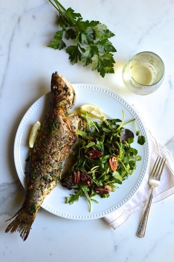 Lemon Soy Roasted Branzino, by thewoksoflife.com
