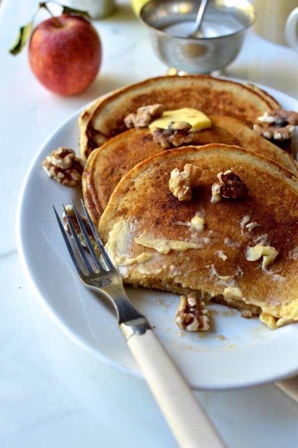 Apple Cider Pancakes, by thewoksoflife.com
