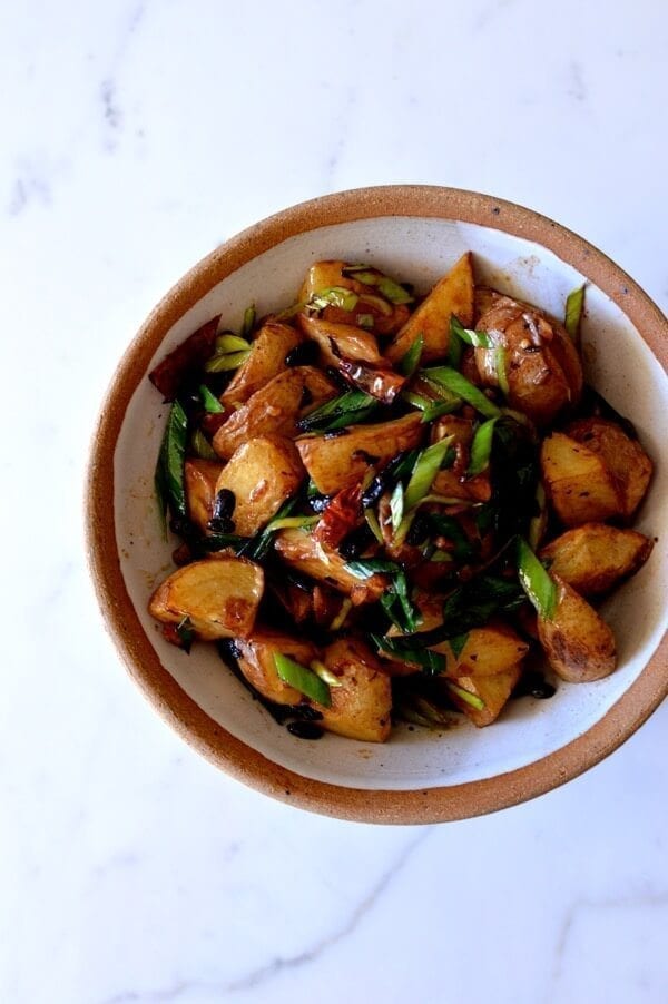 Spicy Black Bean Twice Cooked Potatoes, by thewoksoflife.com