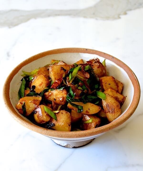 Spicy Black Bean Twice Cooked Potatoes, by thewoksoflife.com