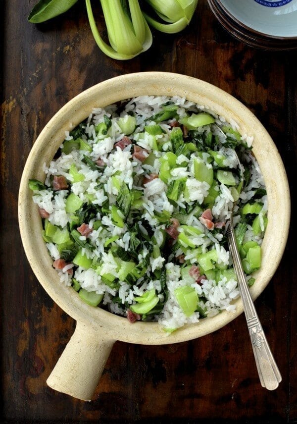 Shanghai Cai Fan (Rice with Salted Pork and Greens), by thewoksoflife.com