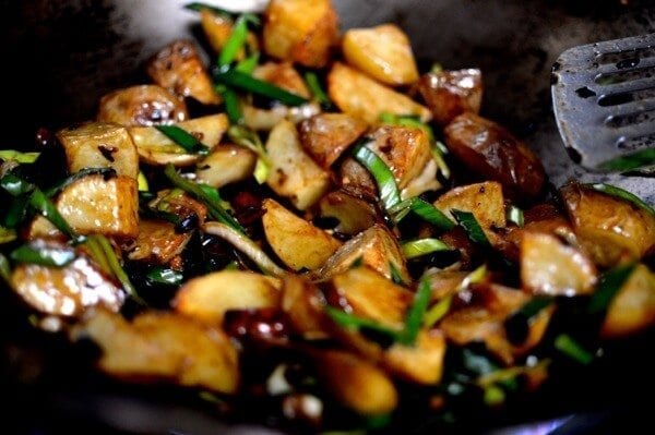 Spicy Black Bean Twice Cooked Potatoes, by thewoksoflife.com