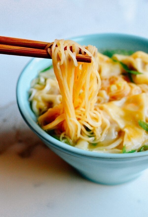 Cantonese Wonton Noodle Soup, by thewoksoflife.com