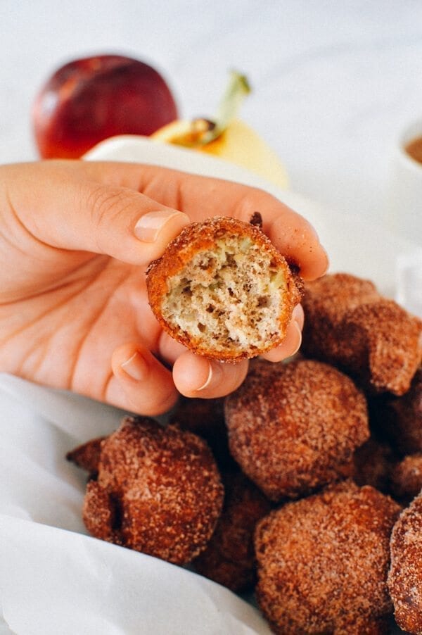 Cinnamon Sugar Apple Fritters, by thewoksoflife.com