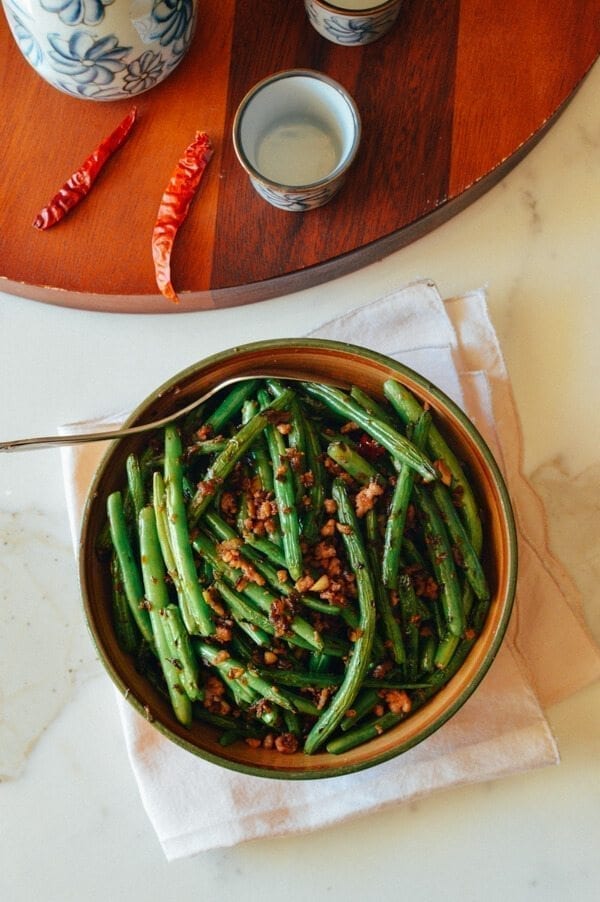 Sichuan Dry Fried Green Beans, by thewoksoflife.com