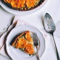 Cheesy Kale Sweet Potato Tart, by thewoksoflife.com