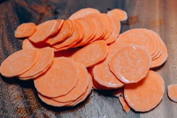 Cheesy Kale Sweet Potato Tart, by thewoksoflife.com