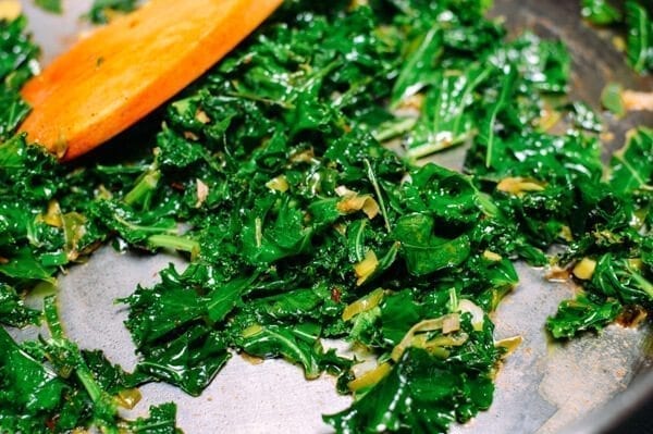 Cheesy Kale Sweet Potato Tart, by thewoksoflife.com