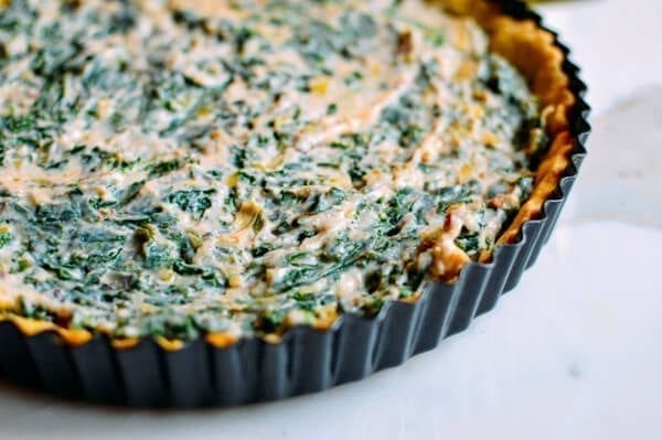 Cheesy Kale Sweet Potato Tart, by thewoksoflife.com