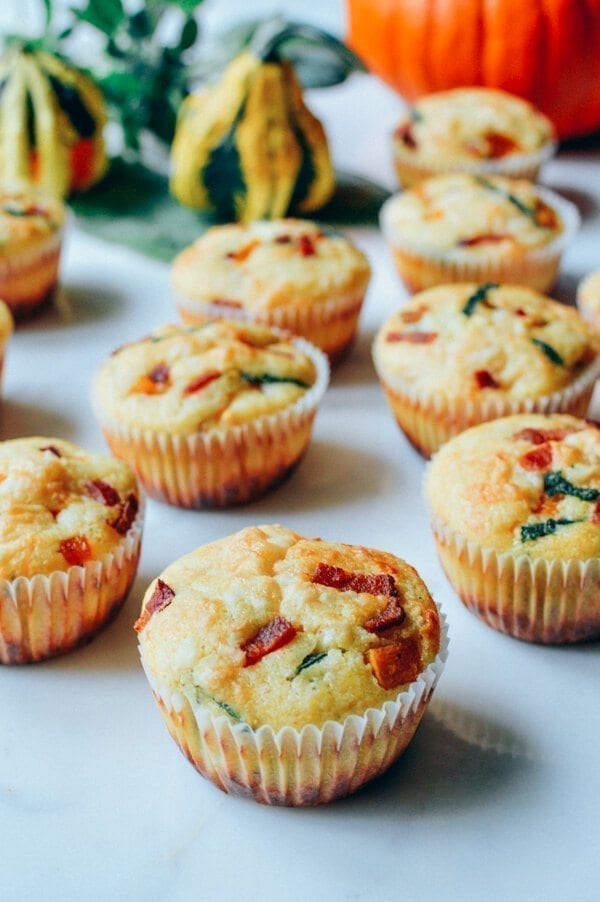 Savory Maple Corn Muffins w/ Sage, Butternut Squash, Bacon, and Cheese
