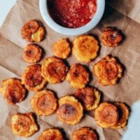 Tostones w/ Tomato Salsa, by thewoksoflife.com