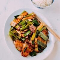 Twice cooked pork with bowl of rice