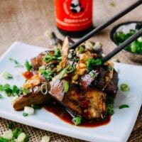 Chinese Stuffed Eggplant, by thewoksoflife.com