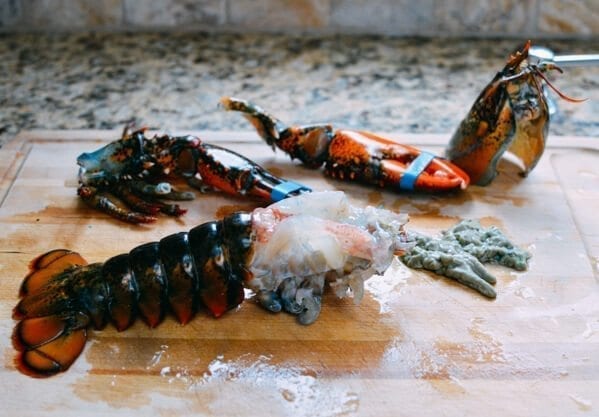 lobster with head shell removed