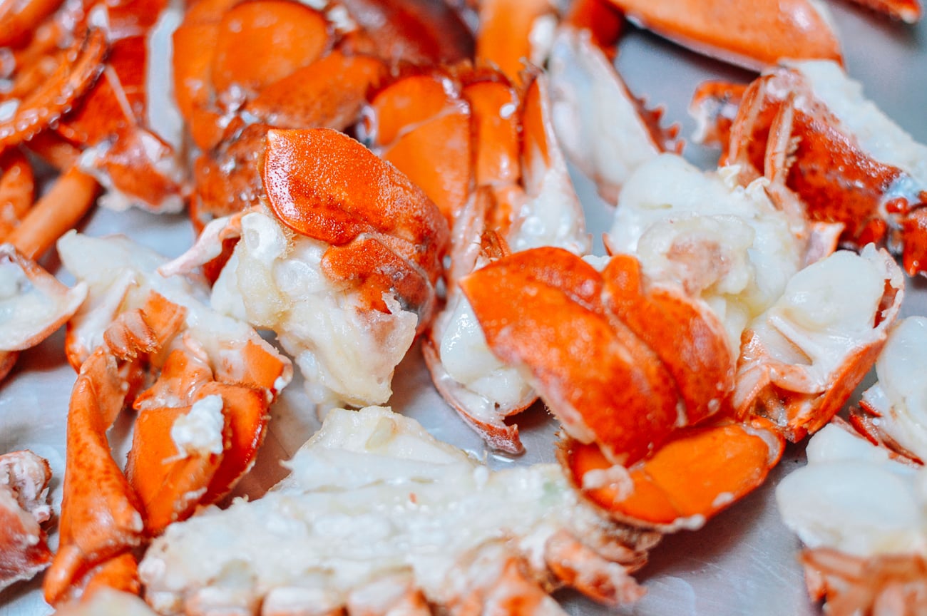 fried pieces of lobster for scallion ginger lobster