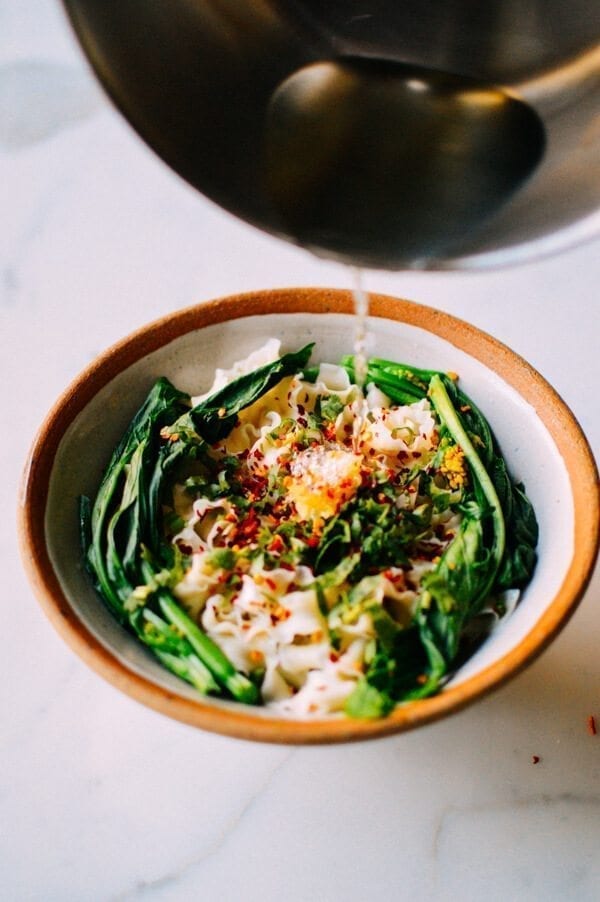 15-Minute Hot Oil Noodles (You Po Mian), by thewoksoflife.com