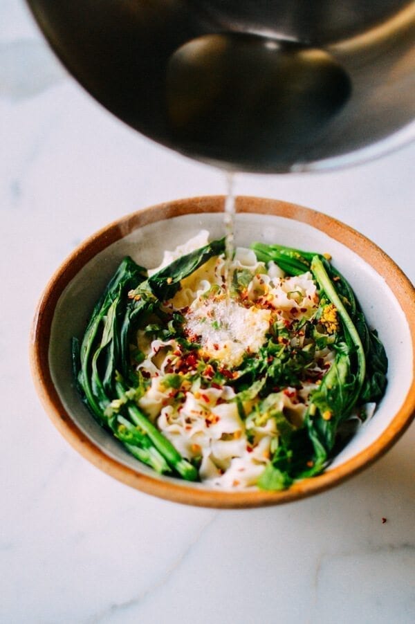 Fast Hot Oil Noodles (You Po Mian), by thewoksoflife.com