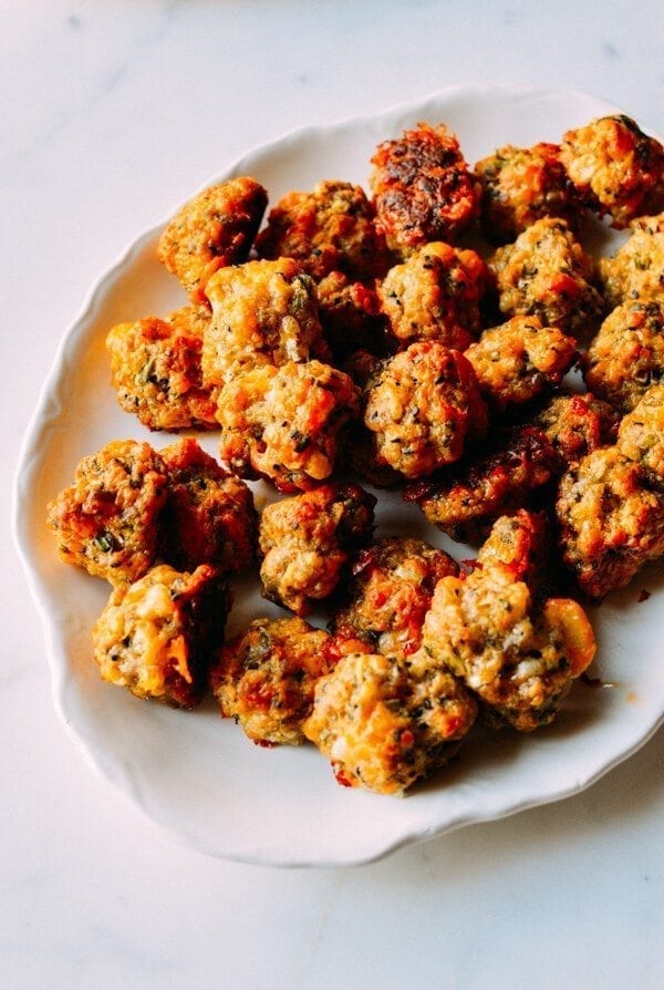 Sausage Balls 2 Ways, by thewoksoflife.com