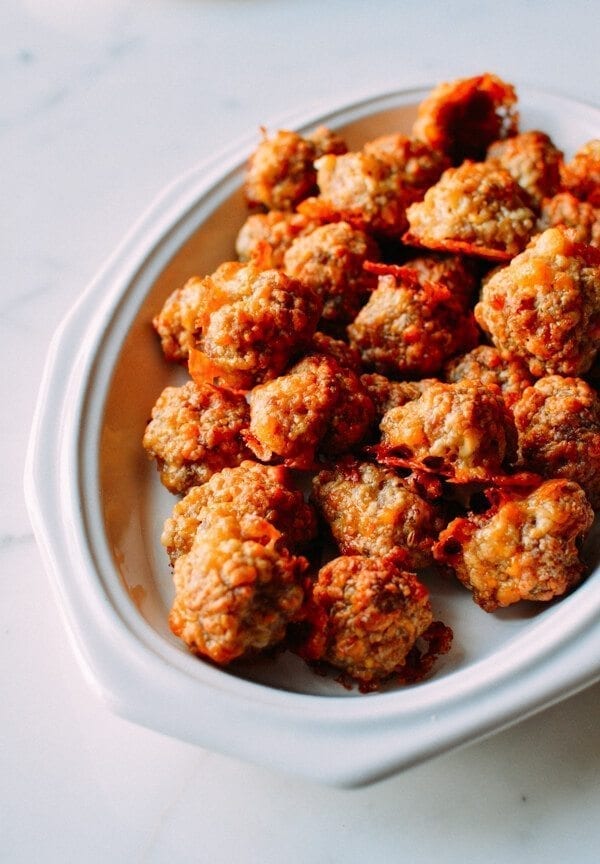 Sausage Balls 2 Ways, by thewoksoflife.com