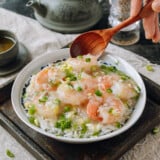 Shrimp with lobster sauce over rice