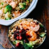 Shrimp fried rice with thai basil and Laoganma