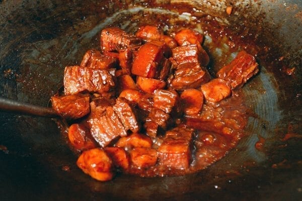 Braised Pork Belly w/ Arrowhead Root, by thewoksoflife.com