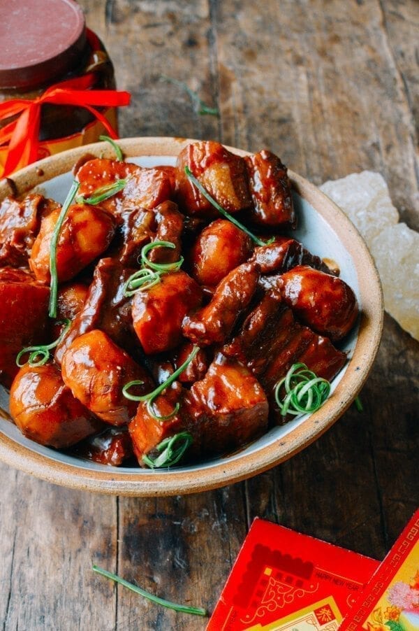 Chinese New year recipes - Braised Pork Belly w/ Arrowhead Root, by thewoksoflife.com