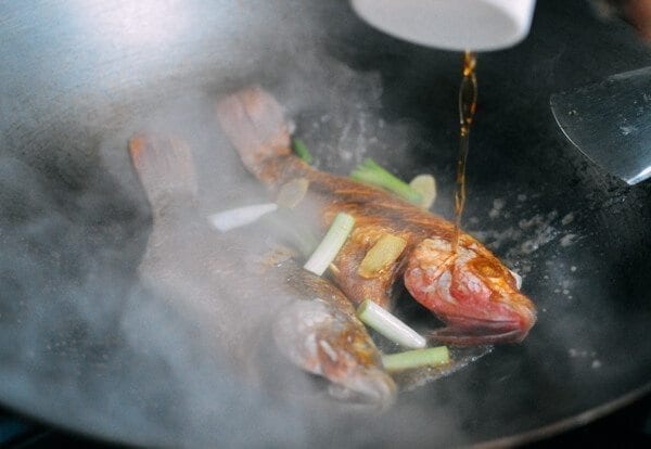 Chinese Braised Fish (Hongshao Yu), by thewoksoflife.com