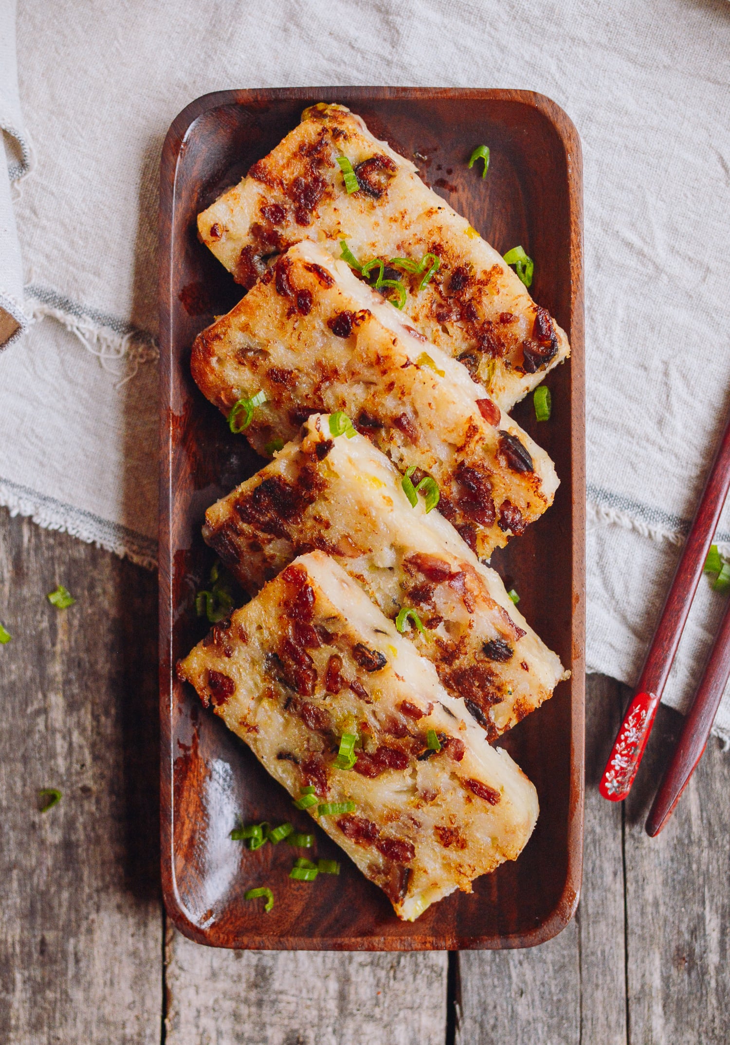 Turnip Cake (Lo Bak Go), by thewoksoflife.com