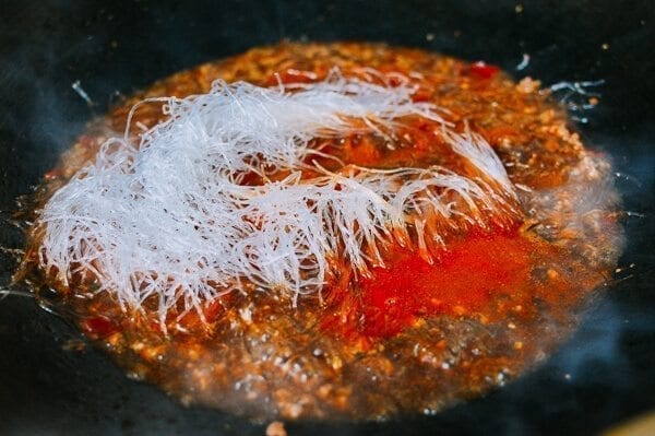 Ants Climbing a Tree (Sichuan Glass Noodle Stir-fry), by thewoksoflife.com